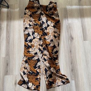 PrettyLittleThing Black and Orange Floral Wide Leg Pants